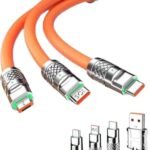 120W 3 İn 1 Uyumlu Silikon Şarj Kablosu Hızlı Şarj Kablosu