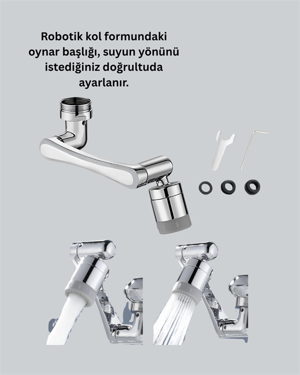 180 Donebilen Robotik Kollu Musluk Bas A34f Çok Yönlü Dönebilen Musluk Başlığı 2 Fonksiyonlu Su Akışı najmaddin.com Ürün