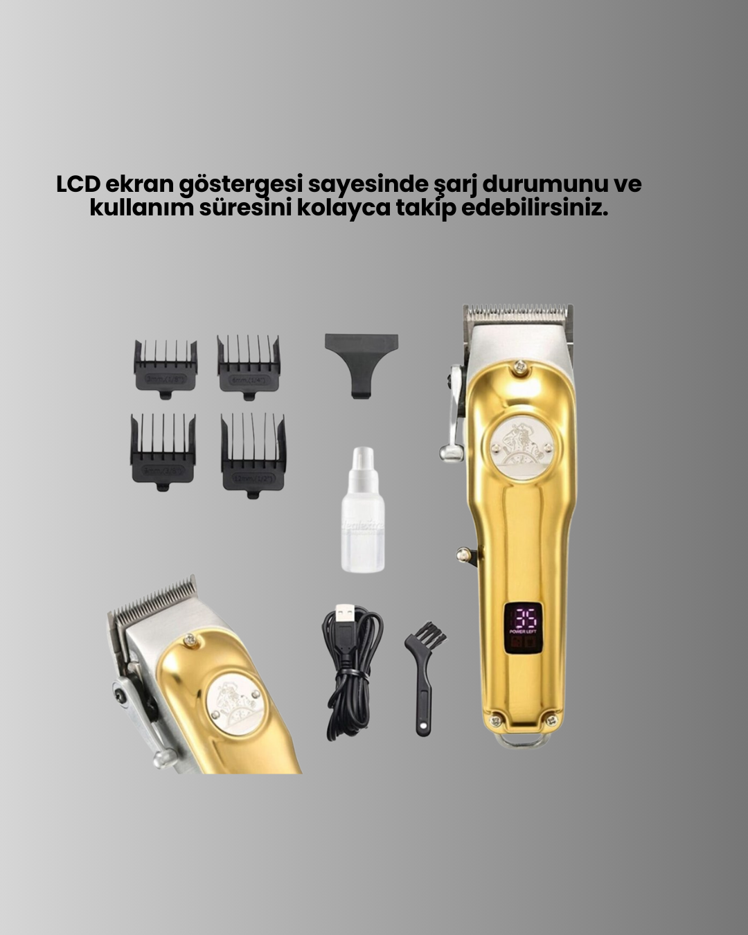 19 3 700x875 Güçlü Motorlu LCD Ekranlı Şarjlı Tıraş ve Şekillendirme Makinesi najmaddin.com kullanıcıya ek kolaylık sunar. LCD ekranı ile şarj seviyesini