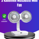 720° Döner Çift Taraflı Masaüstü Vantilatör – USB Şarjlı Sessiz Fan