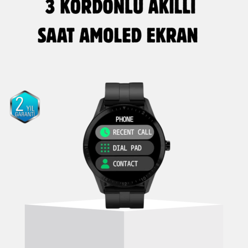 3 Kordonlu AMOLED Akıllı Saat – Sağlık Takipli