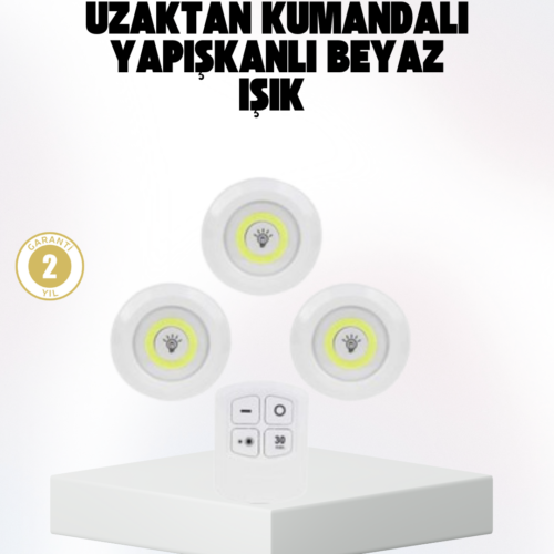Kablosuz Gün Işığı 3’lü LED Spot Lamba Kumandalı