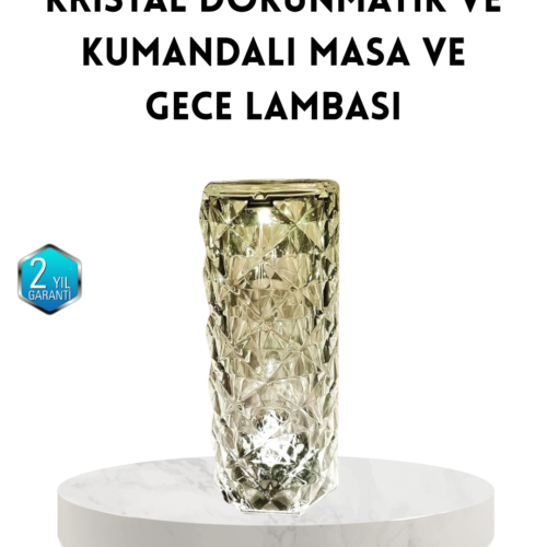 Kristal RGB LED Masa Lambası – Renkli Kumandalı Işık