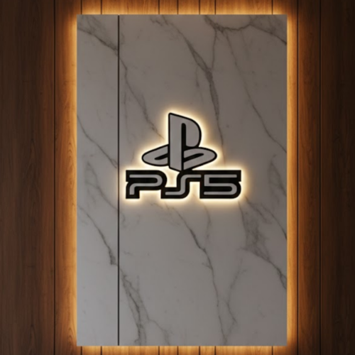 PS5 Logo Dekoratif Duvar Süsü Oyun Odası ve Salon Uyumu
