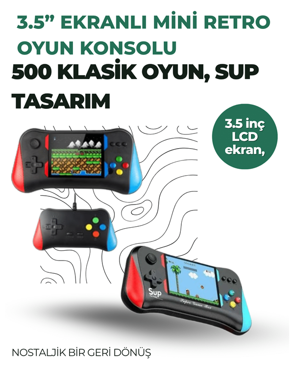 3 922d 93f5f 3.5 İnç Ekranlı Klasik Oyun Konsolu – 500 Dahili Oyun najmaddin.com yolculukta
