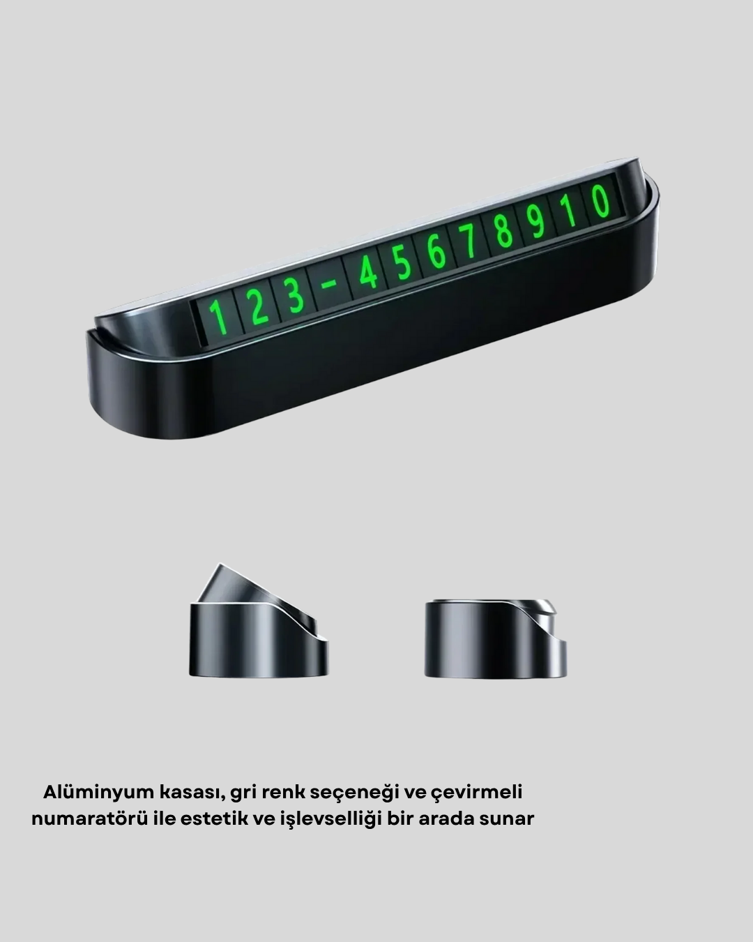 4 179 3 700x875 Alüminyum Kasa Gri Çevirmeli Araç İçi Telefon Numaratörü najmaddin.com aracınıza hem modern bir görünüm kazandırır hem de park halindeyken iletişim bilgilerinizi net bir şekilde sergiler. Şık gri rengi ve alüminyum kasasıyla uzun ömürlü kullanım sunan bu ürün