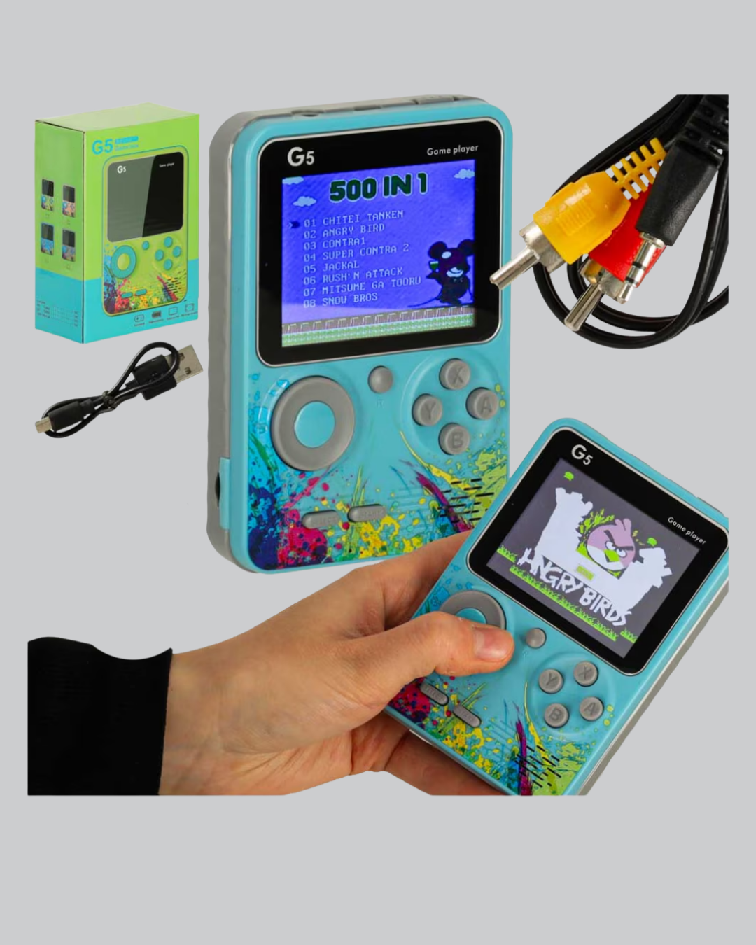 4 45 3 700x875 500 Oyunlu G5 Retro Mini Oyun Konsolu 3 İnç Ekran ve AV TV Desteği najmaddin.com nostaljik eğlenceyi modern teknolojiyle buluşturan harika bir taşınabilir oyun cihazıdır. İçerisinde bulunan 500 klasik oyun