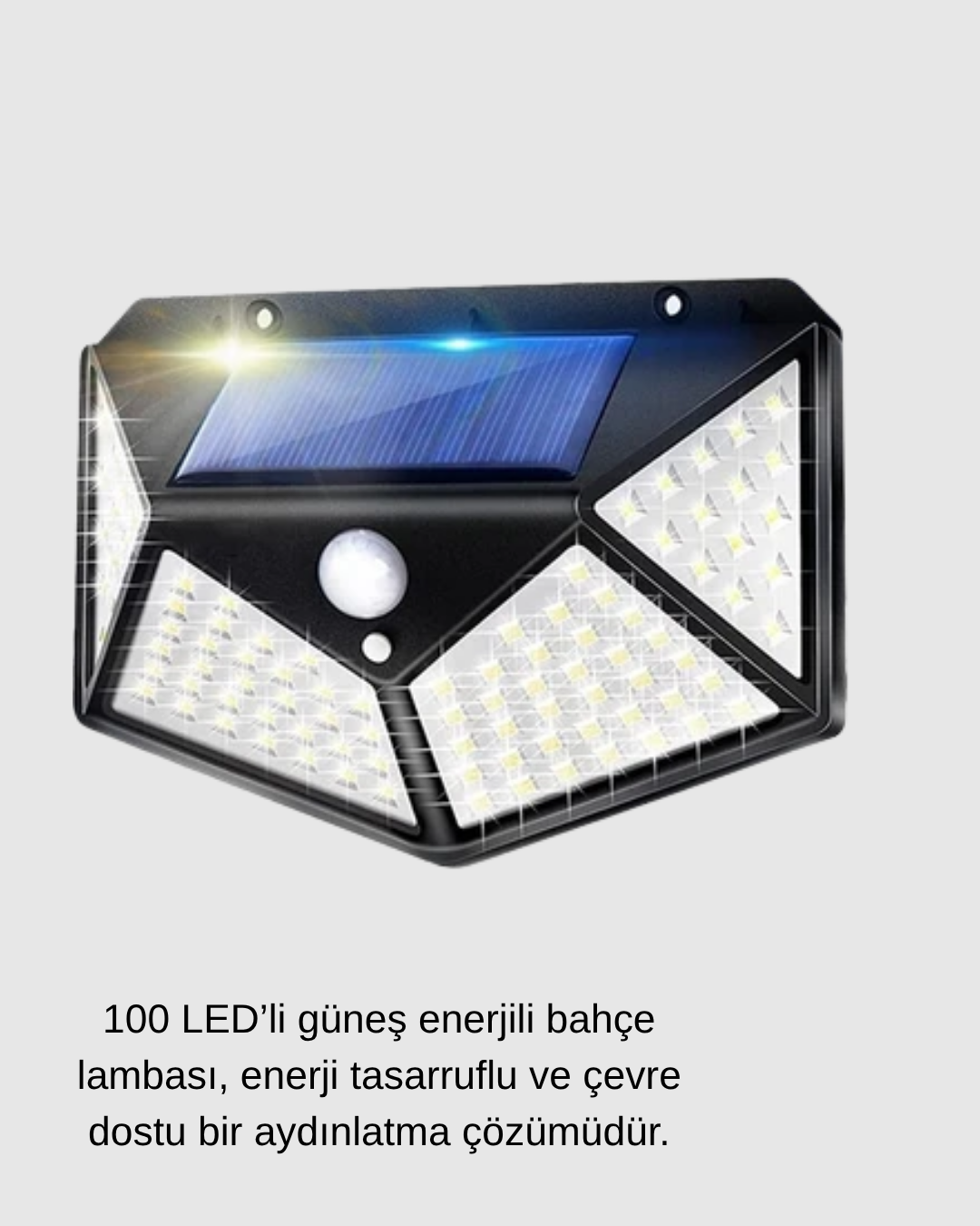 4 81 4 700x875 100 LED Güneş Enerjili Bahçe Lambası – PIR Sensörlü, IP65 Su Geçirmez Dış Mekan Aydınlatma najmaddin.com 100 LED’li güneş enerjili bahçe lambası
