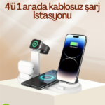4 Cihazı Aynı Anda Şarj Edebilen Kablosuz Şarj İstasyonu – Çok Yönlü ve Pratik Tasarım