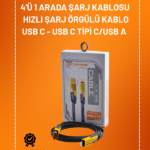 4'ü 1 Arada USB Hızlı Şarj ve Veri Kablosu – 65W Güç
