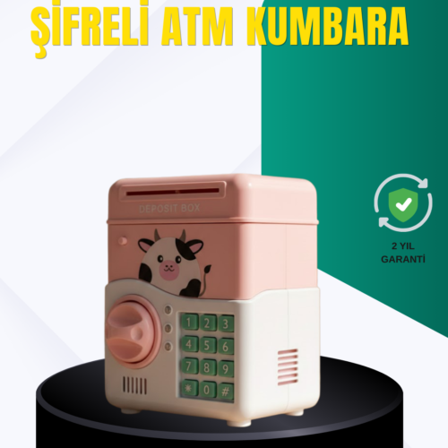 Pembe Şifreli Eğitici ATM Kasa Çocuk Kumbarası