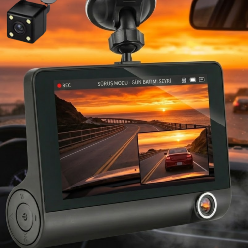 Çift Lens Araç Güvenlik Kamerası G Sensörlü Full HD