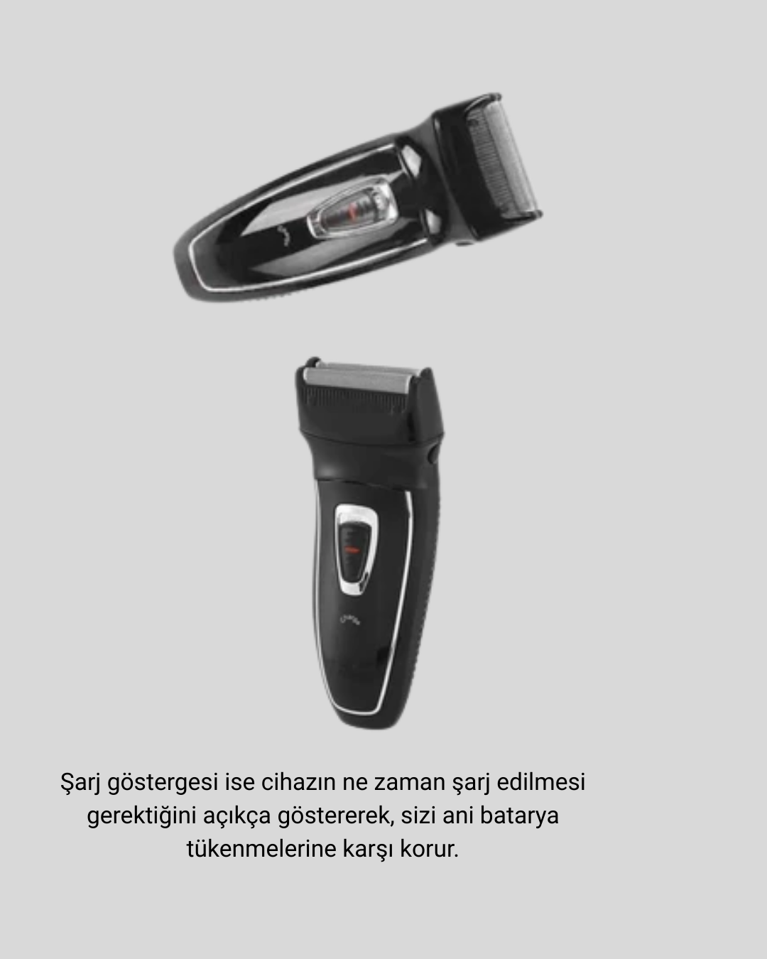 5 186 700x875 Şarjlı Kablosuz Tıraş Makinesi Çift Başlık Kuru Tıraş Ergonomik Taşınabilir najmaddin.com batarya durumunu net şekilde gösterir ve güç bitmeden cihazı şarj etmenize yardımcı olur.
