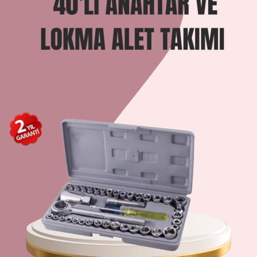Otomotiv ve Ev Kullanımı İçin 40 Parça Lokma Anahtar Seti Taşıma Çantalı