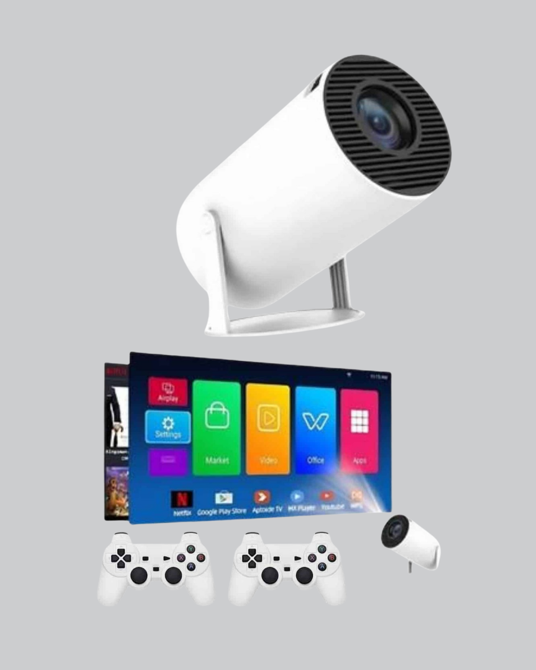 6 148 3 700x875 Kablosuz Projeksiyon Cihazı 4K Destekli HDMI USB Oyun Uyumlu najmaddin.com görüntüleri sinema kalitesinde ve netlikte yansıtır. Çift kollu ayarlanabilir tasarımı