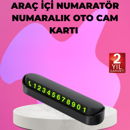 Fosforlu Araç İçi Park Kartı Numaratörü