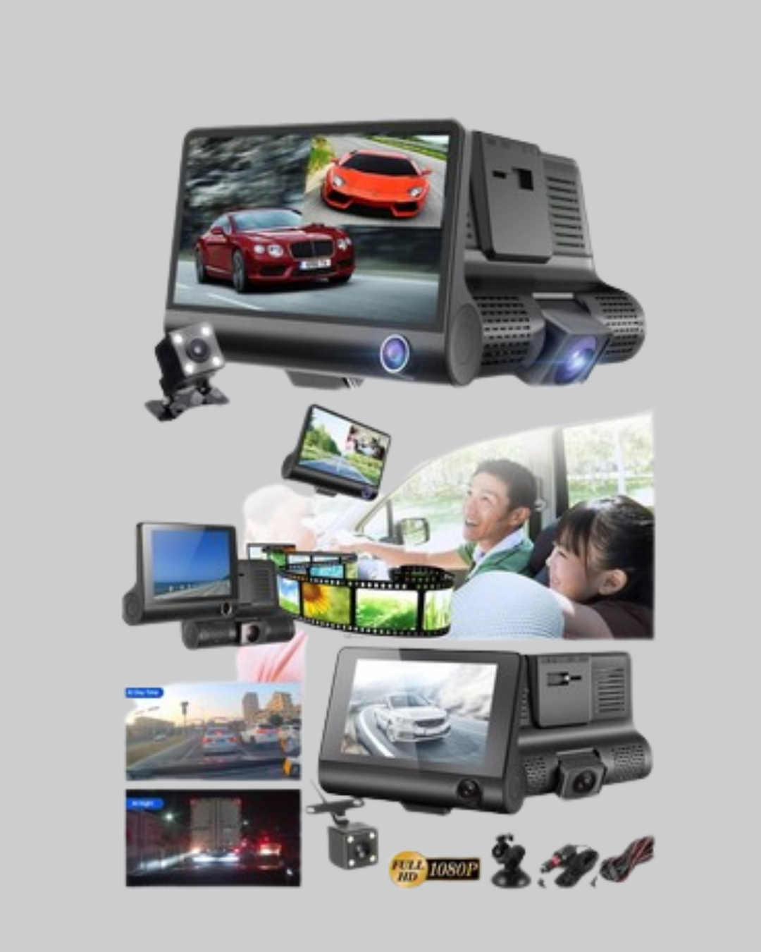 7 128 3 700x875 Full HD 1080P 3 Kameralı Araç DVR – Gece Görüşlü ve G-Sensörlü Güvenlik Çözümü najmaddin.com 3 kameralı yapısıyla ön