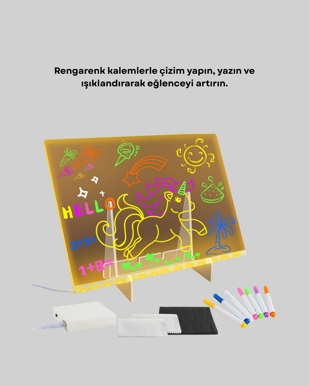 7 162 2 700x875 Çocuklar ve Yetişkinler İçin USB LED Işıklı Çizim Panosu najmaddin.com yaratıcı fikirlerinizi renkli bir şekilde ifade etmenizi sağlar. Canlı ve parlak LED ışıkları sayesinde mesajlarınız