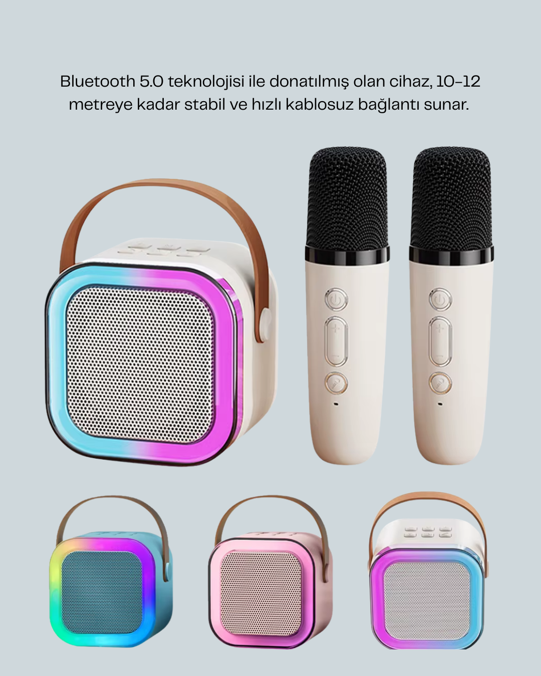 7 19 3 700x875 Ses Efektli Mikrofonlu Kablosuz Karaoke Sistemi najmaddin.com güçlü ses sürücüleri ve gelişmiş tuning çipi ile her ortamda üstün ses deneyimi yaşatır. Bas ve tiz frekanslarda dengeli ses çıkışı sunarak müzik dinlemeyi keyifli hale getirir. Bluetooth 5.0 teknolojisi ile 10-12 metreye kadar kesintisiz bağlantı sağlar. USB ve AUX girişleri ile farklı medya kaynaklarını da destekler. Çift mikrofon desteği