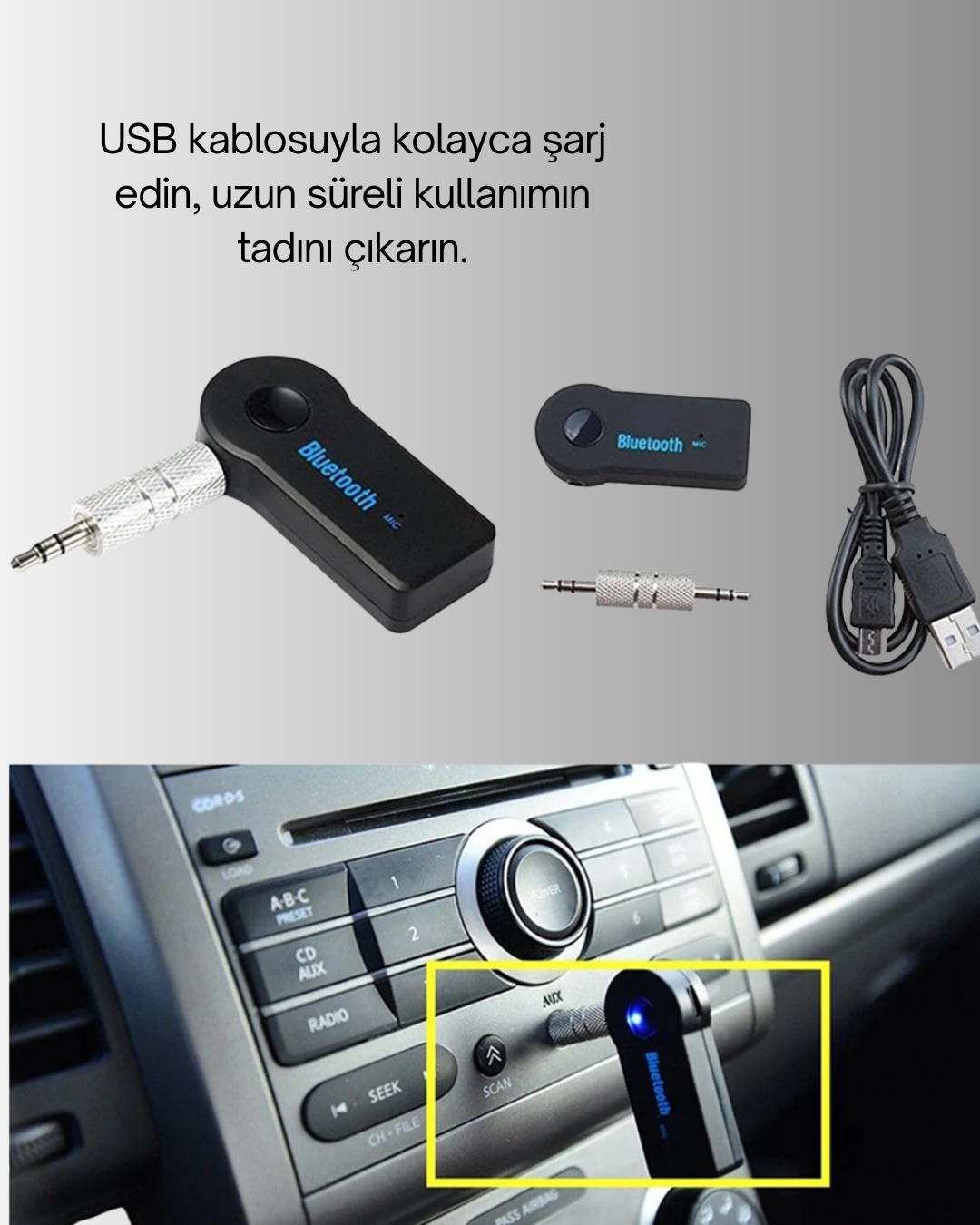 9 74 5 700x875 Araç İçi Bluetooth AUX Müzik ve Telefon Görüşmesi Adaptörü najmaddin.com bir sonraki kullanımda otomatik olarak eşleşir. 2.4GHz frekans aralığında çalışarak net ve kesintisiz ses iletimi sunar.
