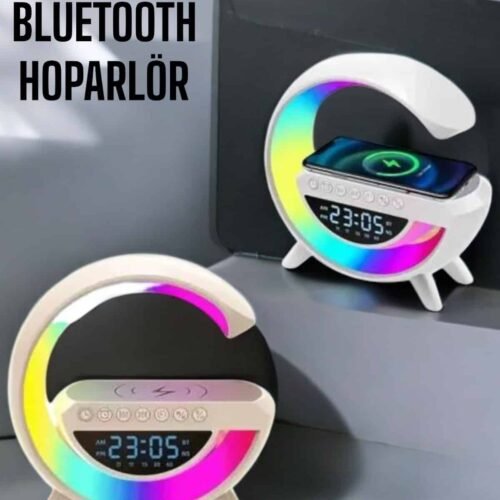 Bluetooth Hoparlör 15W Kablosuz Hızlı Şarj LED Gece Lambası