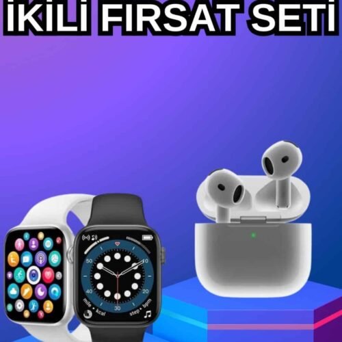 3.Nesil TWS Bluetooth Kulaklık ve Dokunmatik Ekran Akıllı Saat Sesli Görüşme