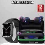 Ucuz ve Kaliteli Kulaklıklı Saat Seti Bluetooth Bağlantılı Akıllı Saat ve Kulaklık