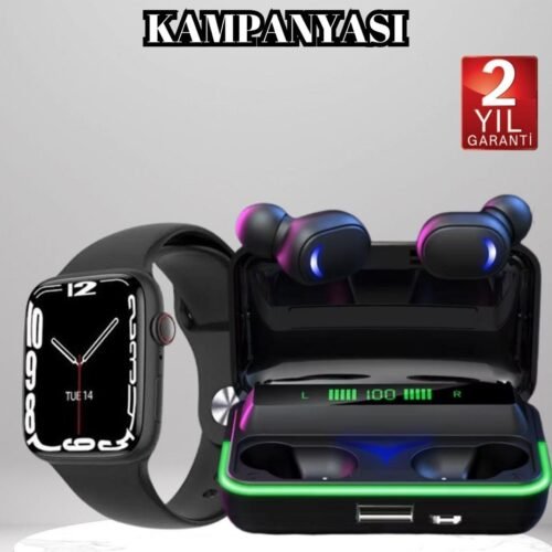 Ucuz ve Kaliteli Kulaklıklı Saat Seti Bluetooth Bağlantılı Akıllı Saat ve Kulaklık