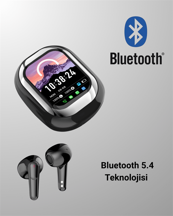 Akilli Ekranli Bluetooth 5 B300 6 Akıllı Ekranlı Bluetooth 5.4 Kablosuz Kulaklık – Dokunmatik ve Şarj Kutulu najmaddin.com pil durumu ve daha fazlasını anlık olarak gösterir. Üstelik ekran temasını değiştirebilir