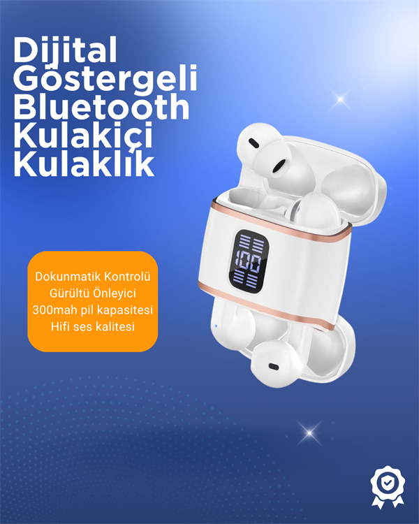Bluetooth 5 0c8356 Bluetooth 5.3 Kulaklık – Kulakiçi, ANC+ENC, 4 Adet Set, Dijital Göstergeli najmaddin.com 4 Adet Set