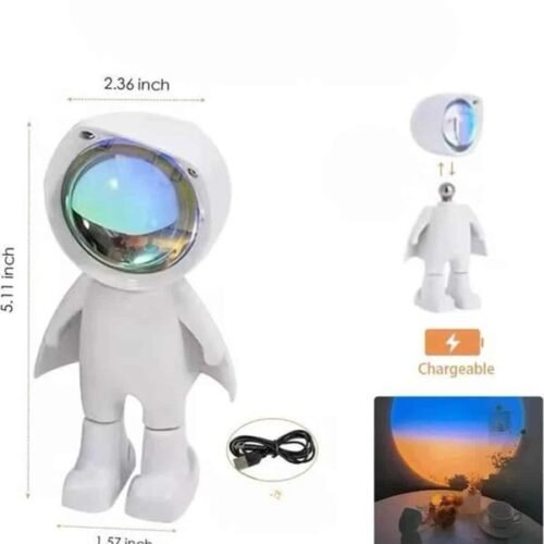 Gün Batımı Lambası Işık Arka Plan Projektör Sevimli Astronot Enerji Tasarruflu