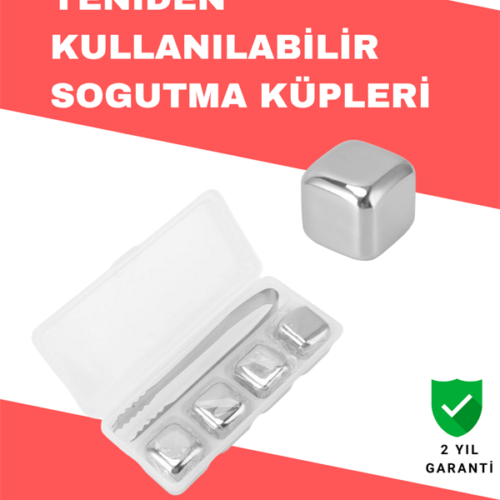 Hızlı Soğutma Özellikli Paslanmaz Metal Buz Küpü Takımı