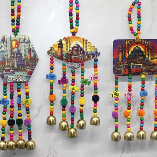 İstanbul Temalı Renkli Boncuklu Asmalı Rüzgar Çanı Alk4572