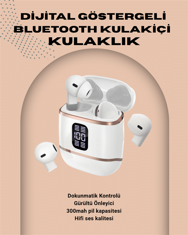 Kulakici Bluetooth Kulaklik V5 4879 9 Kulakiçi Bluetooth Kulaklık V5.3 – 4’lü Set, Dijital Ekranlı, Gürültü Engelleme najmaddin.com Gürültü Engelleme