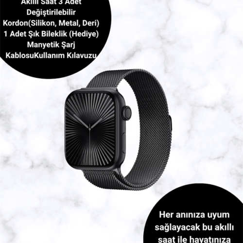 Mini Series 10 Akıllı Saat | 3 Kordon + Bileklik Hediyeli