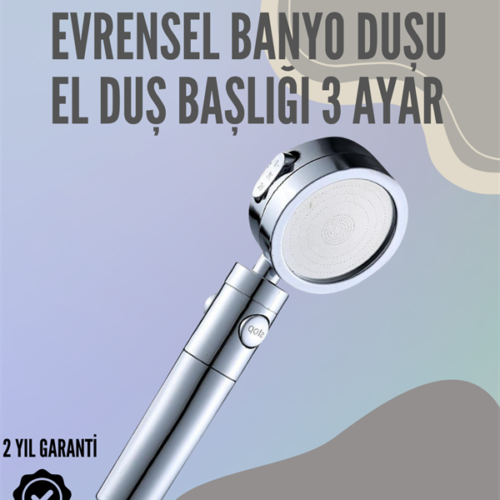 Paslanmaz Çelik Çok Fonksiyonlu El Duş Başlığı – 3 Modlu Püskürtme Seçeneği