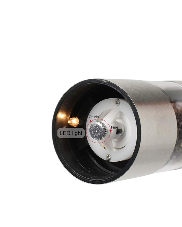 Paslanmaz Celik Otomatik Baharat Ogutu 8cb4c Pil İle Çalışan Elektrikli Baharat Öğütme Cihazı Ergonomik Şeffaf Gövde najmaddin.com tasarımı ve kullanım kolaylığı ile dikkat çeker. Pratik üst tuş mekanizması