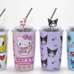 Popüler Karakter Figürlü Isı Muhafazalı Metal Pipetli Çelik Kupa Alk4430