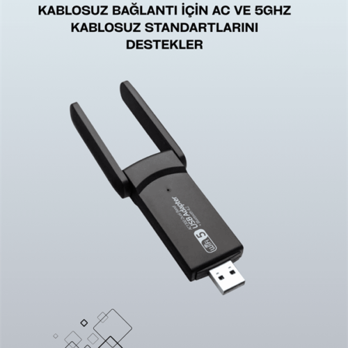 Tak-Çalıştır Özellikli Çift Bant WiFi Adaptör – 1200 Mbps